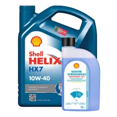 Моторна олива Shell Helix HX7 10W-40 4л + зимовий омивач Shell Concentrate -55°С 1л