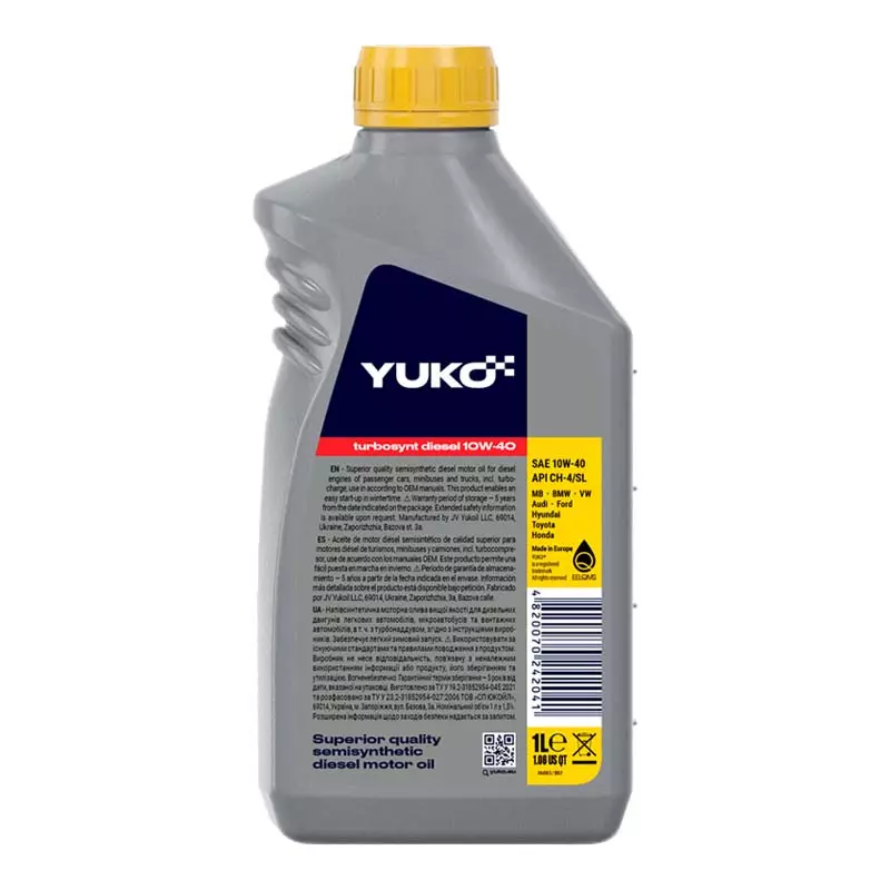 Моторна олива Yuko Turbosynt Diesel 10W-40 1л (4820070242041)